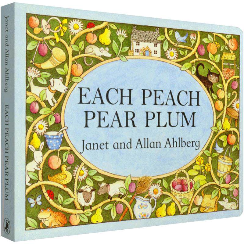 送音频英文原版绘本Each Peach Pear Plum桃子梨子和李子纸板书格林威大奖廖彩杏书单优美韵文幽默有趣亲子阅读启蒙睡前故事书
