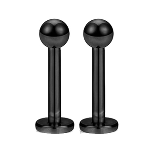 黑色圆球耳钉耳骨钉外螺丝杆朋克耳钉潮男女单只男生小耳朵钉平底