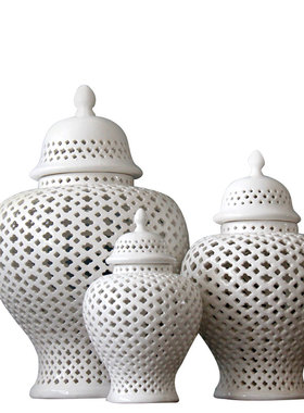 简约现代风镂空将军罐创意陶瓷