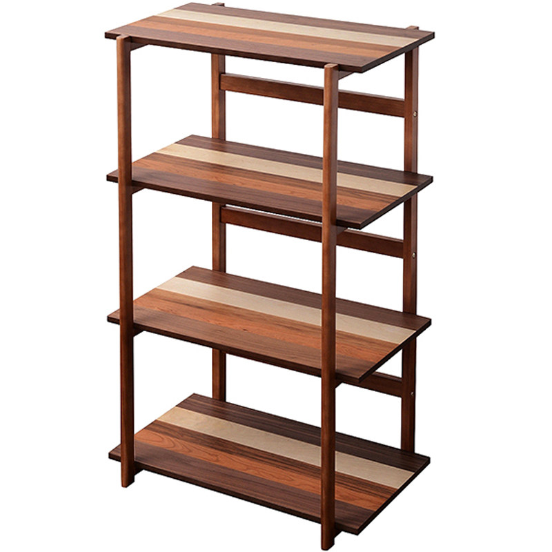 日式方形四层拼色置物架简约卧室客厅木质落地收纳装饰储物小书架