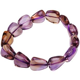 紫黄晶手链天然裸石巴西鸳鸯双色黄水晶紫水晶不规则手串时尚情侣