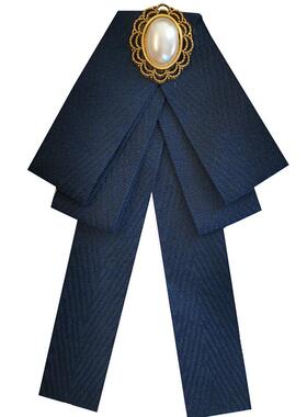 学院风粉色领饰加长款领花