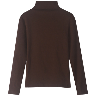 半高领新款t恤咖色内搭打底衫