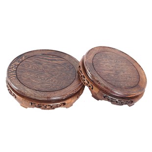 红木圆形底座鸡翅实木雕花瓶佛像盆景家居饰品工艺品摆件木托包邮