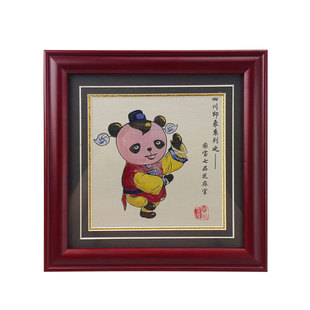 熊猫蜀锦摆件四川成都礼物出国送老外商务会议接待礼品旅游纪念品