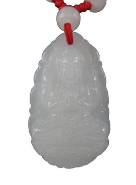 白玉生肖属鼠守护神千手观音吊坠