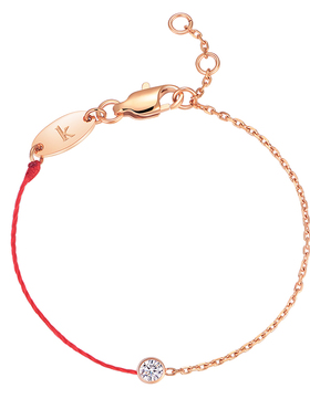 单钻红绳手链18k金狗年本命年