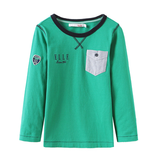 正品ELLE童装kids男童长袖T恤儿童t恤衫中大童打底衫男孩圆领春秋