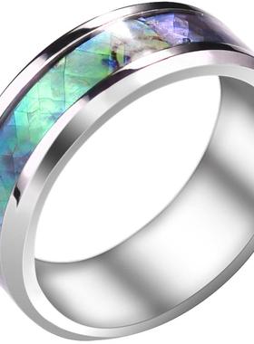钛钢彩色戒指男霸气欧美单身彩贝