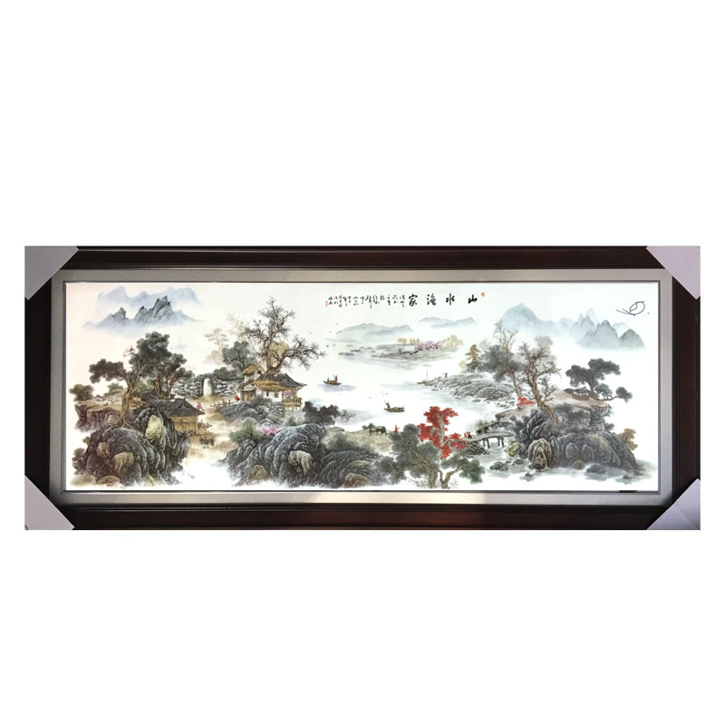 景德镇陶瓷板清明上河图实木框
