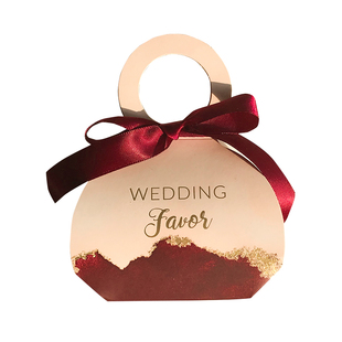 逼格派酒红色喜糖盒抖音高颜值欧式礼物盒伴手礼结婚礼盒ins糖盒