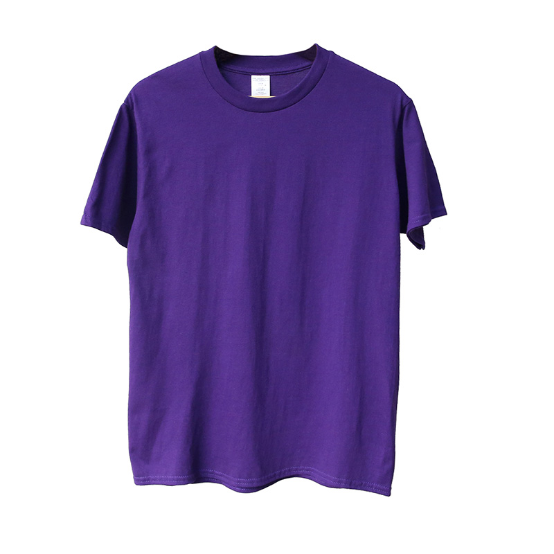 夏季纯棉紫色打底衫简约常规圆领短袖T恤男女宽松情侣嘻哈港风潮