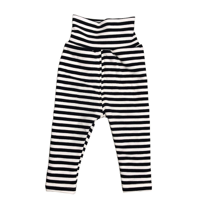 冬季条纹黑色高腰护肚裤加绒加厚