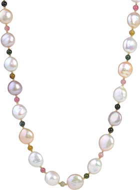 晶柜巴洛克天然珍珠碧玺项链