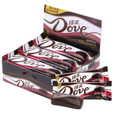德芙巧克力43g排块香浓黑巧克力66%醇黑整盒休闲零食礼盒