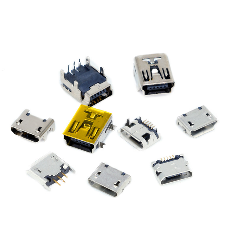 micro usb手机安卓接口T型迷你梯形口母头mini贴片母座插口维修_虎窝淘