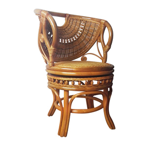 夏季旋转藤椅阳台三件套休闲转椅客厅竹藤编织靠背小户型椅子可转