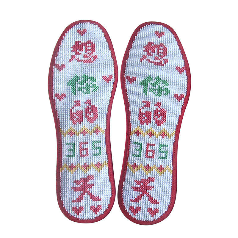 纯手工十字绣花色新款鞋垫成品全棉布包边满绣男女款直接用袜垫子