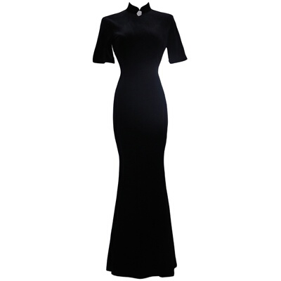 黑色丝绒鱼尾老上海日常生活装