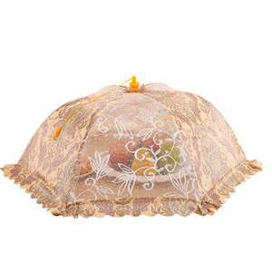 可折叠饭菜罩餐桌罩防苍蝇虫子罩子80cm超大双骨圆形方形餐桌罩