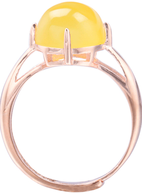 四爪戒指空托玫瑰金光面圆形镶嵌