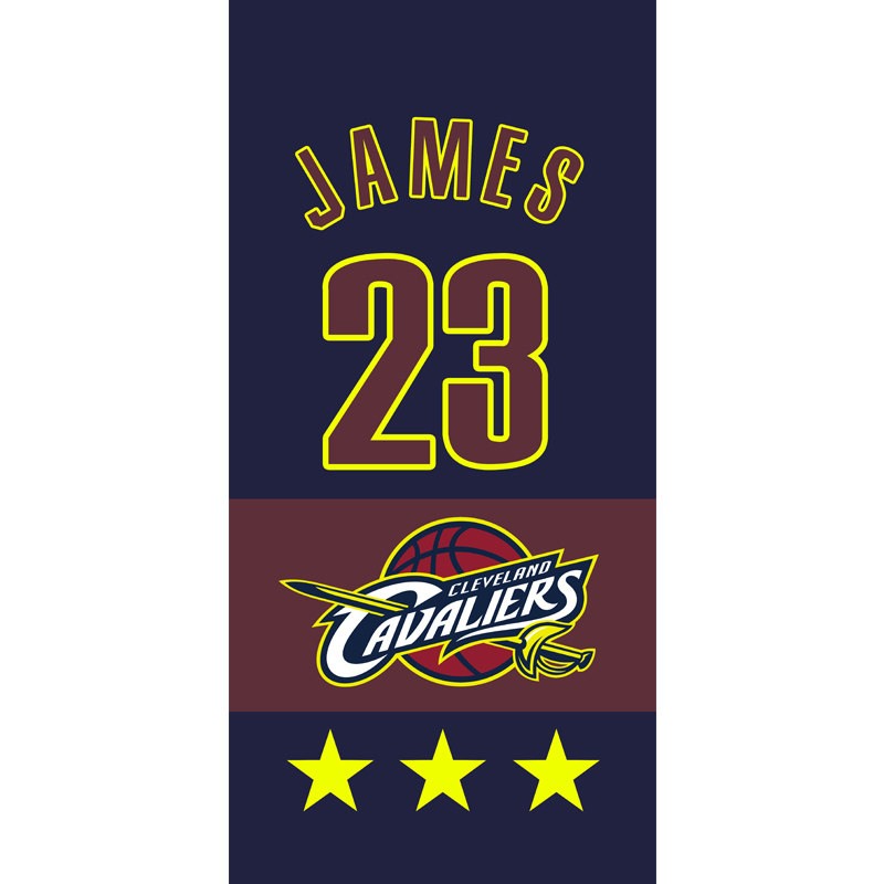 NBA骑士队23号 詹姆斯 JAMES篮球协会俱乐部方巾毛巾浴巾来图定制