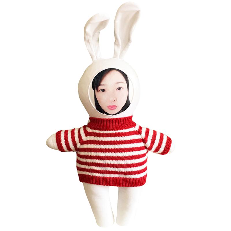 diy来图定制照片抱枕人面立体毛衣兔公仔ins玩偶创意生日礼物女生