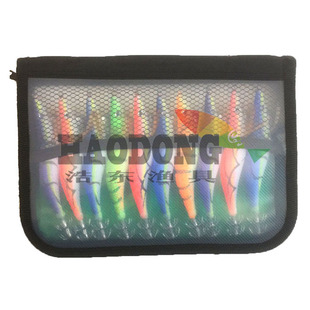 3.5号鱿鱼钩荧光假虾海钓木虾包夜光饵木鱿鱼乌贼拟假饵木虾套装