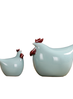 陶瓷鸡摆件景德镇影青手工瓷家居