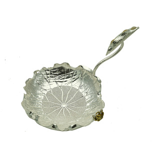 无砚S999纯银纯手工茶滤荷叶茶漏足银茶滤过滤器树叶普洱古树茶滤