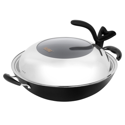 豪森40cm燃气电磁灶平底炒锅炒锅