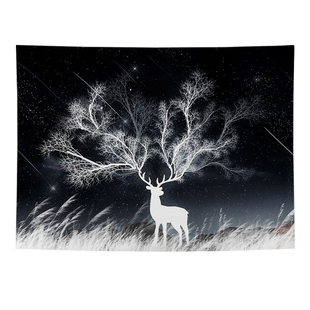 黑色背景布网红ins布置挂布直播房间床头装饰星空狮子挂毯墙布