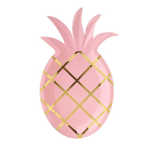 烫金菠萝一次性纸制餐具婚庆典礼节日派对生日聚会聚餐野餐纸盘用