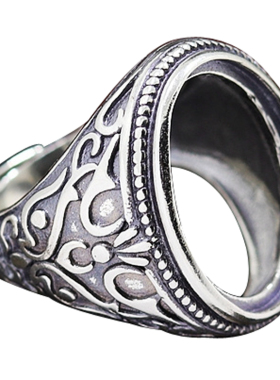 diy霸气风兽面蜜蜡琥珀戒指空托