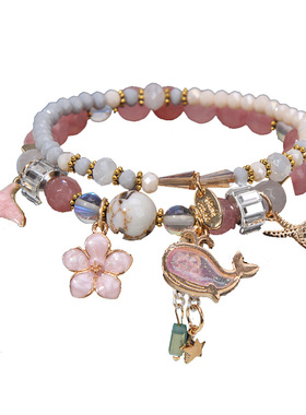 鲸鱼尾水晶手链手串女姐妹甜美