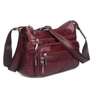 女包斜挎包休闲新款中年老年女士牛皮单肩包妈妈婆婆软皮大容量包