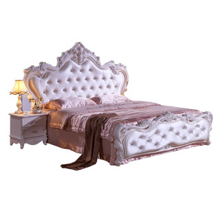 欧式靠背板法式床头烤漆公主双人软包美式单买个婚床定做金色床屏