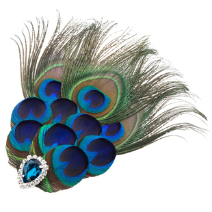 高档羽毛头饰宴会舞会礼服配饰孔雀舞羽毛边夹民族风胸针司仪胸花