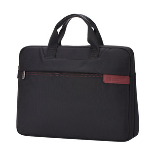 杰利公文包帆布手提文件袋拉链a4多层大容量牛丁布牛津布开会资料档案袋黑色文件包定制印刷LOGO会议包JL5566