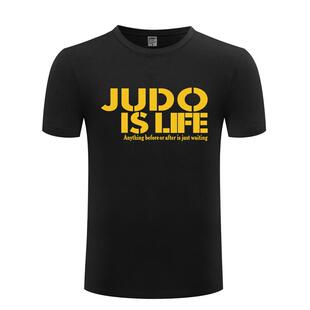 纯棉男式短袖T恤 Judo is Life 柔道运动训练服 简约字母