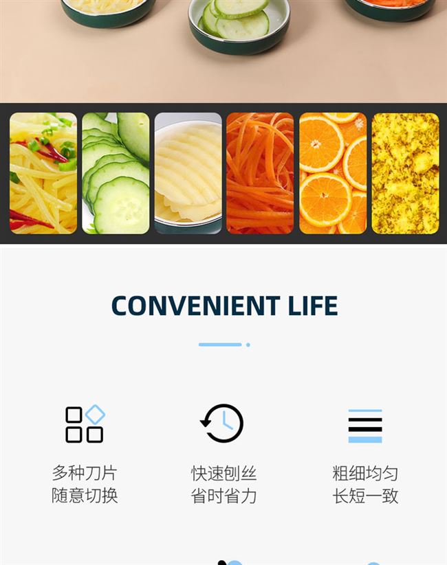 拜杰（Baijie）多功能碎菜机厨房切菜神器多功能切丁土豆丝切丝器
