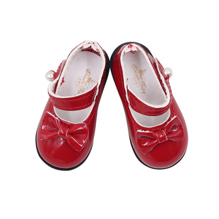 六分BJD娃娃鞋子6分娃娃鞋子蝴蝶结小皮鞋平底鞋4色入6分娃鞋