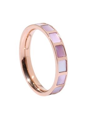 钛钢镀玫瑰金戒指18K环女食指