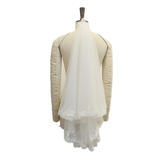 旅拍婚纱新款韩式蕾丝长头纱简约复古结婚新娘百搭超仙头饰配件