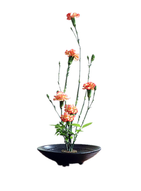 花器陶瓷花盘 禅意日式插花中式茶席花插小原流池坊花盆送剑山