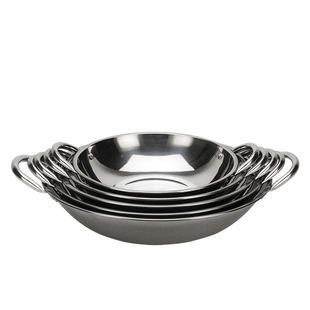 不锈钢干锅锅仔平底浅锅餐厅酒吧鼎酒精锅小火锅火锅盆浅底平底锅