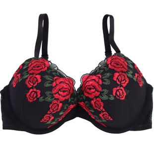 亏清任2件包邮51外贸加厚文胸内衣带钢圈女士聚拢女上托红色胸罩