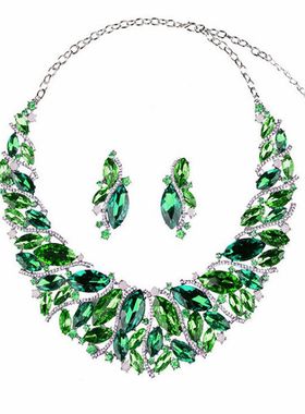 夸张奢华锁骨链春秋晚宴套装首饰