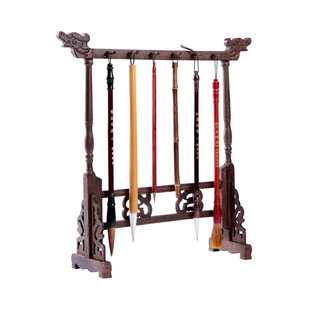 毛笔挂笔架毛笔架笔挂多支简约现代新中式创意实木挂毛笔的小摆件鸡翅木花梨木红木镶铜多功能挂架学生书法用