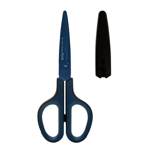 日本plus普乐士剪刀家用厨房剪刀镀钛不粘胶手账带保护套圆头快递剪子安全手工剪纸用小剪刀不生锈美工剪刀